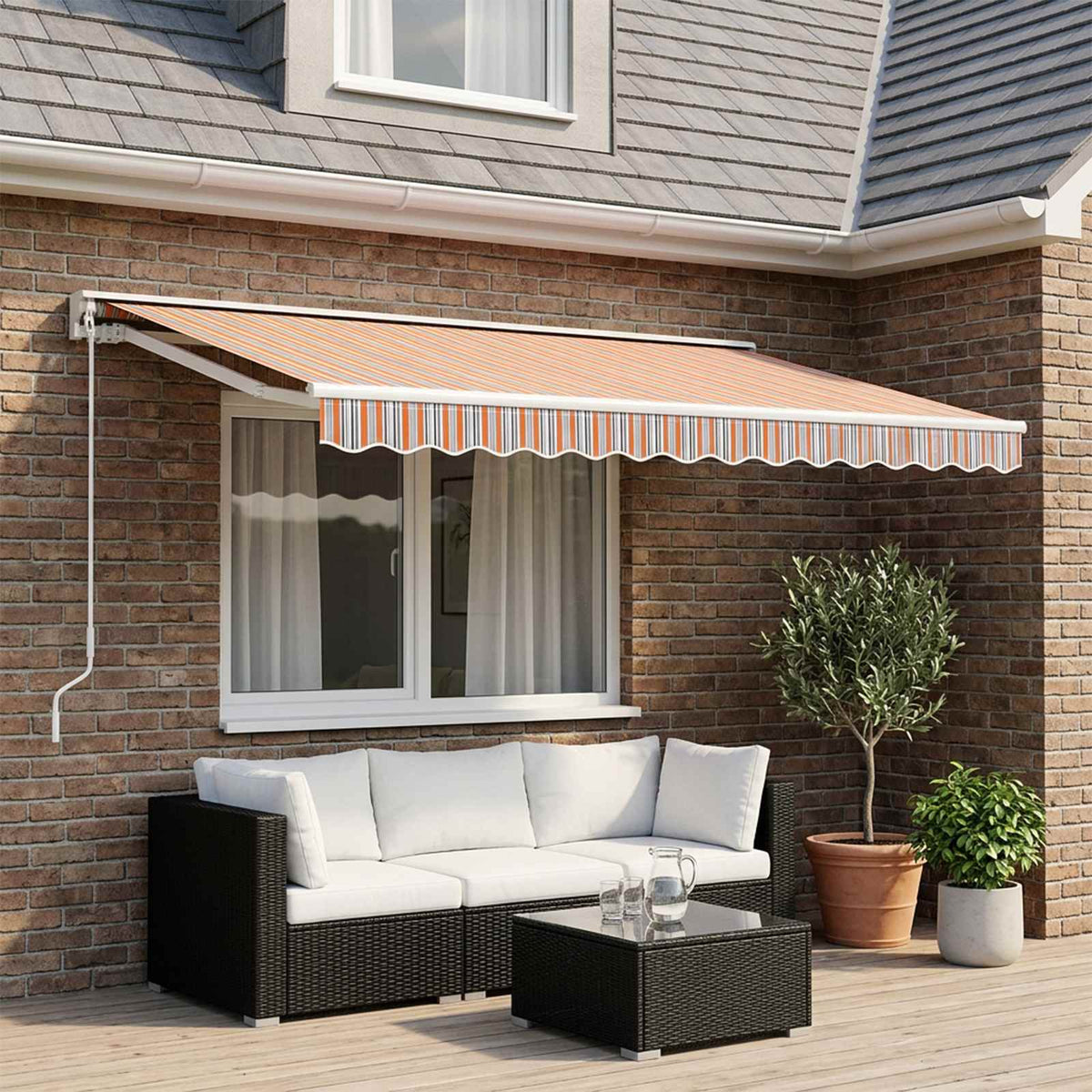 Awning Replacement Fabric Polyester Drop Width Orange