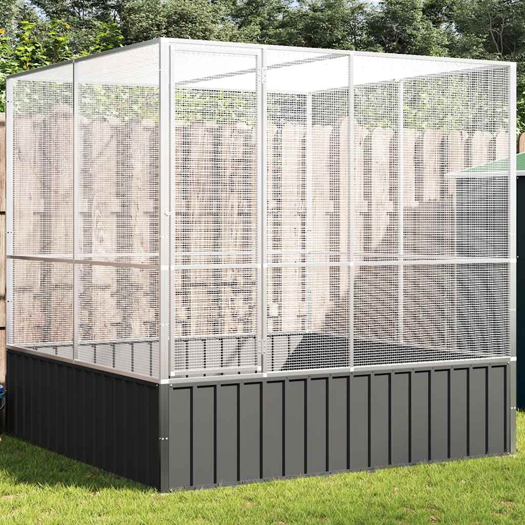 vidaXL Aviary with Extension Silver Steel