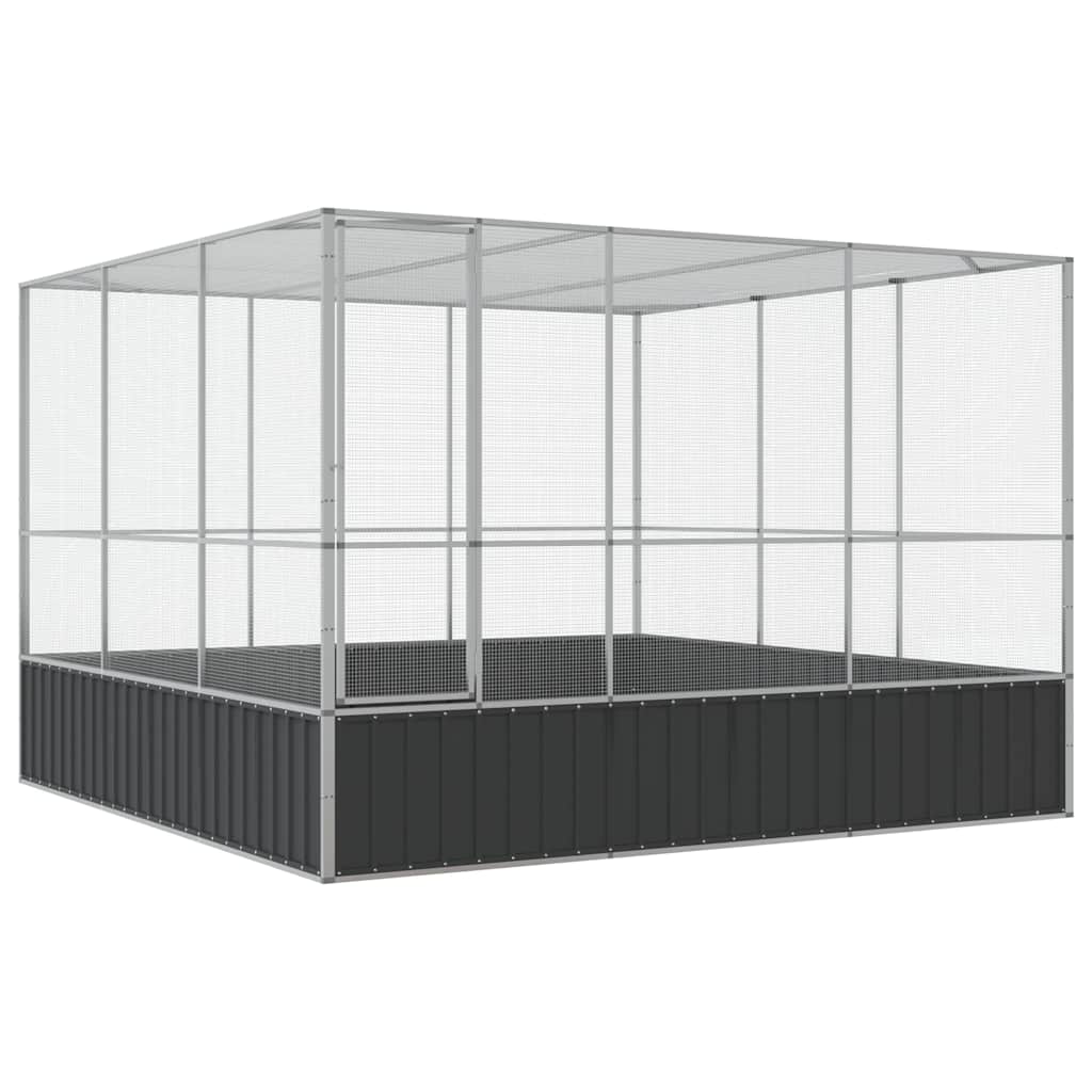Aviary with Extension Silver Steel 311 cm 307 cm