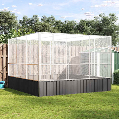 Aviary with Extension Silver Steel 311 cm 307 cm