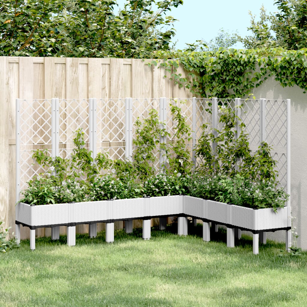 Garden Planter with Trellis 200x160x142 cm PP White