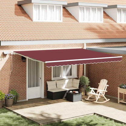 vidaXL Manual Retractable Awning with LED Burgundy 450x300 cm 1