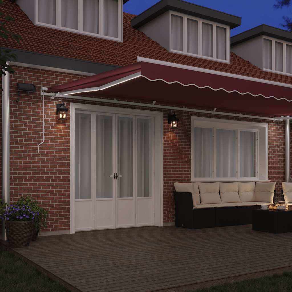 vidaXL Retractable Awning Burgundy 600 x 300 cm Fabric and Aluminium 3