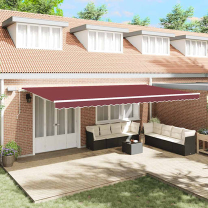 vidaXL Retractable Awning Burgundy 600 x 300 cm Fabric and Aluminium 1