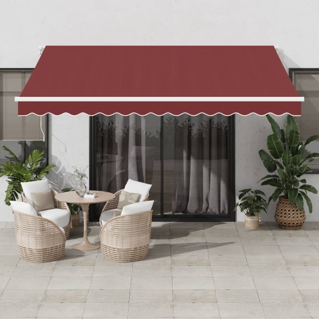 Manual Retractable Awning 400x350 cm with White Frame Burgundy
