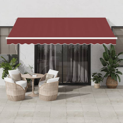 Manual Retractable Awning 400x350 cm with White Frame Burgundy