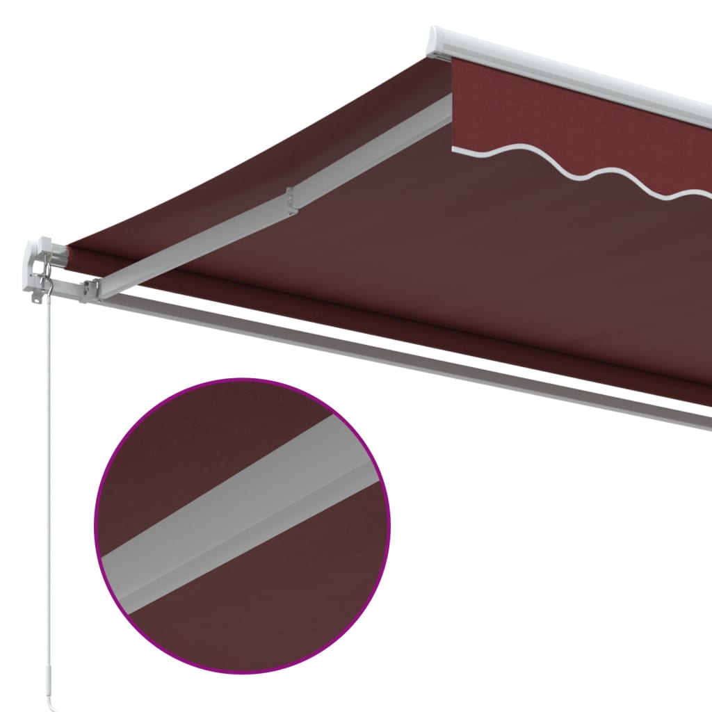 vidaXL Manual Retractable Awning Burgundy 450x350 cm 6