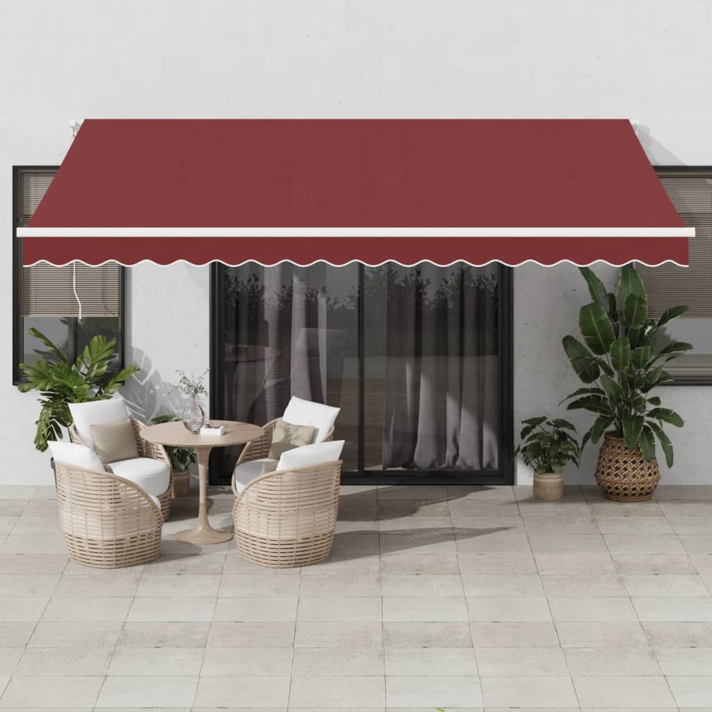 vidaXL Retractable Awning Burgundy 450 x 350 cm Fabric and Aluminium 1