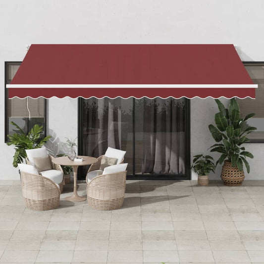 vidaXL Retractable Awning Burgundy 450 x 350 cm Fabric and Aluminium 1