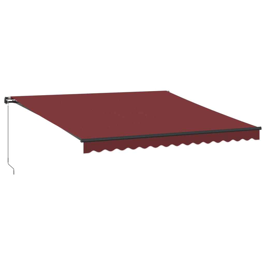 vidaXL Manual Retractable Awning with LEDs Burgundy 400x350 cm 2