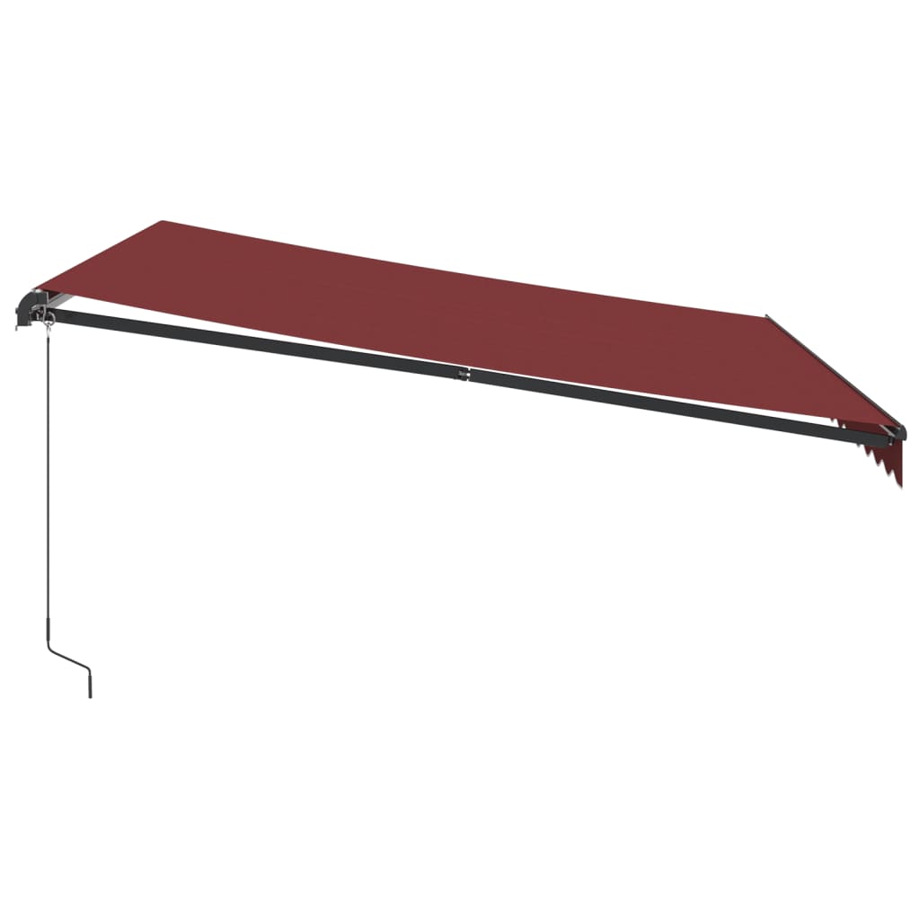 vidaXL Manual Retractable Awning with LEDs Burgundy 400x350 cm 5