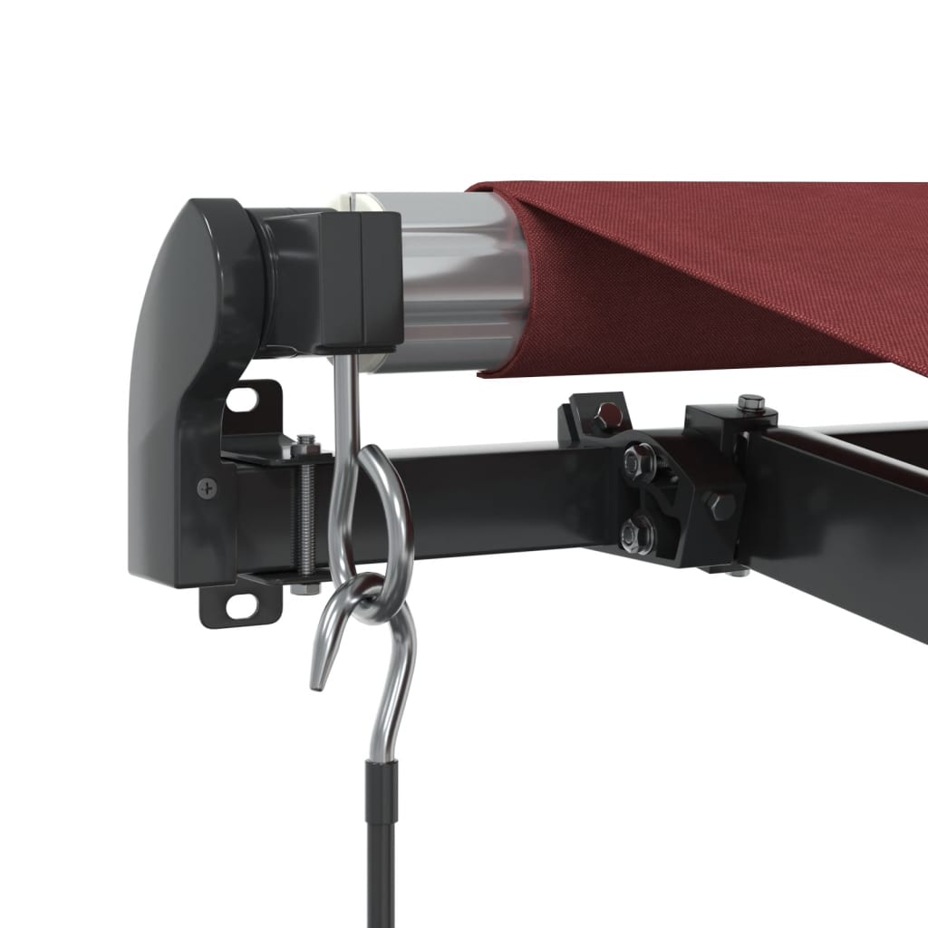vidaXL Manual Retractable Awning with LEDs Burgundy 400x350 cm 6