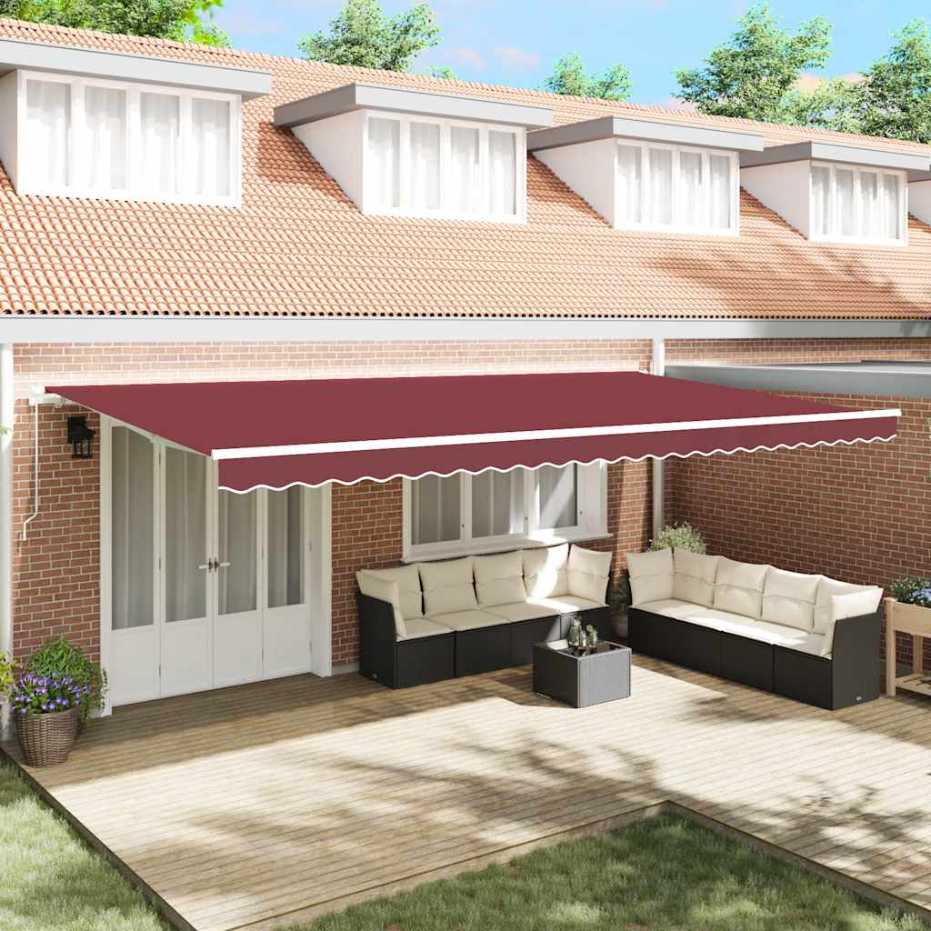vidaXL Manual Retractable Awning Burgundy 600x300 cm 1
