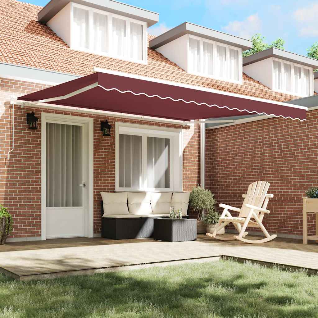 vidaXL Manual Retractable Awning Burgundy 400x300 cm 3