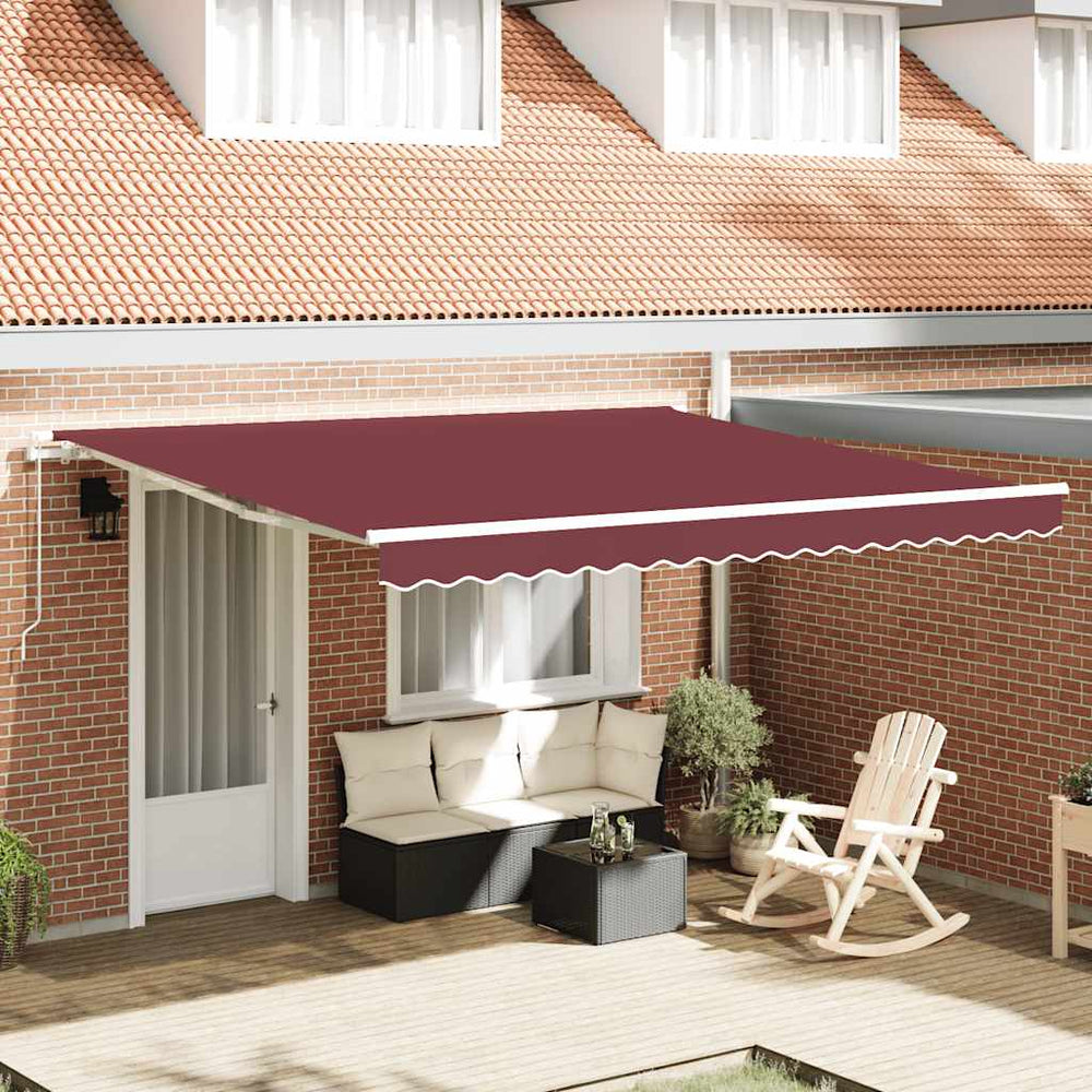 vidaXL Manual Retractable Awning Burgundy 400x300 cm