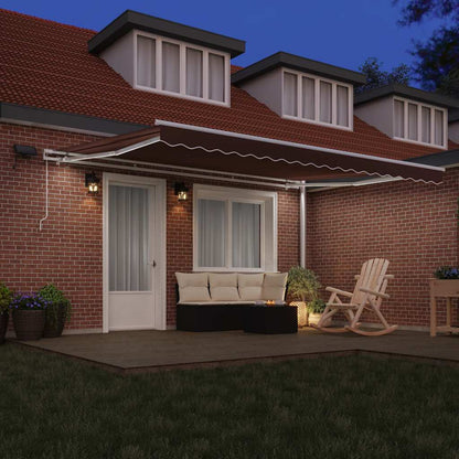 vidaXL Manual Retractable Awning with LED Brown 450x300 cm 3