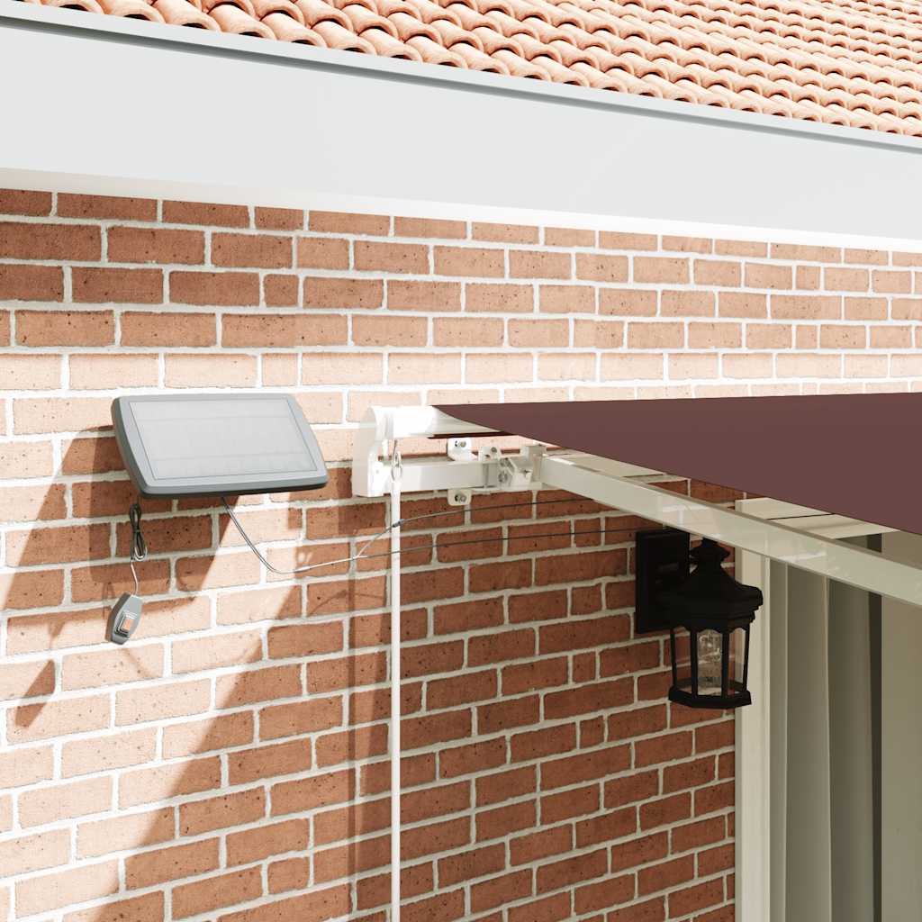 vidaXL Manual Retractable Awning with LED Brown 450x300 cm 4