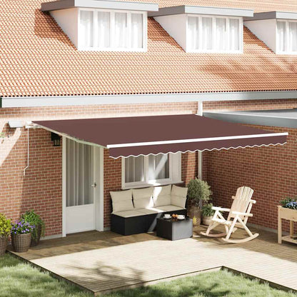 vidaXL Manual Retractable Awning with LED Brown 450x300 cm 1