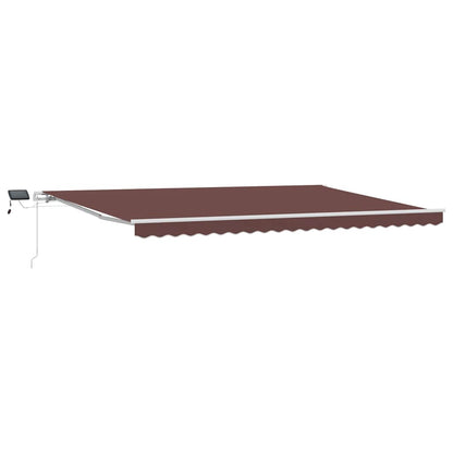 Manual Awning with Solar LED 5 x 3 m with white frame Drop 300 cm Width 500 cm Brown