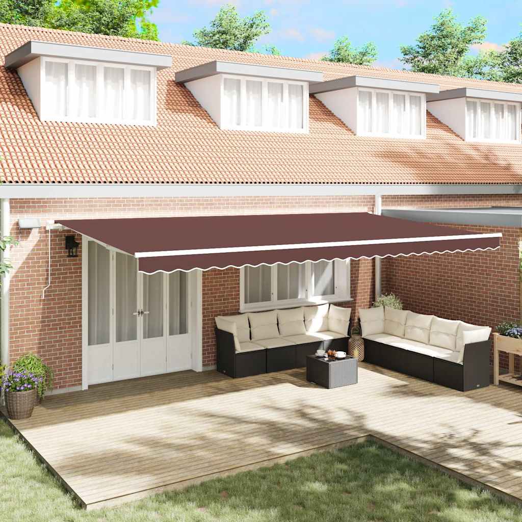 vidaXL Retractable Awning Brown 600 x 300 cm Fabric and Aluminium 1