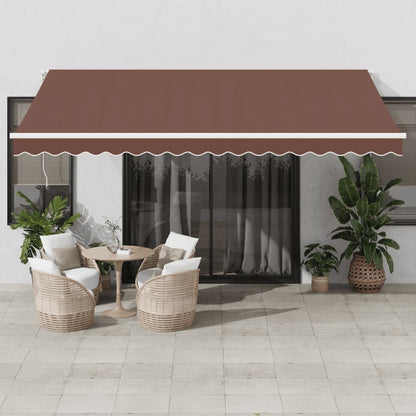 vidaXL Manual Retractable Awning with LED Brown 450x350 cm 1