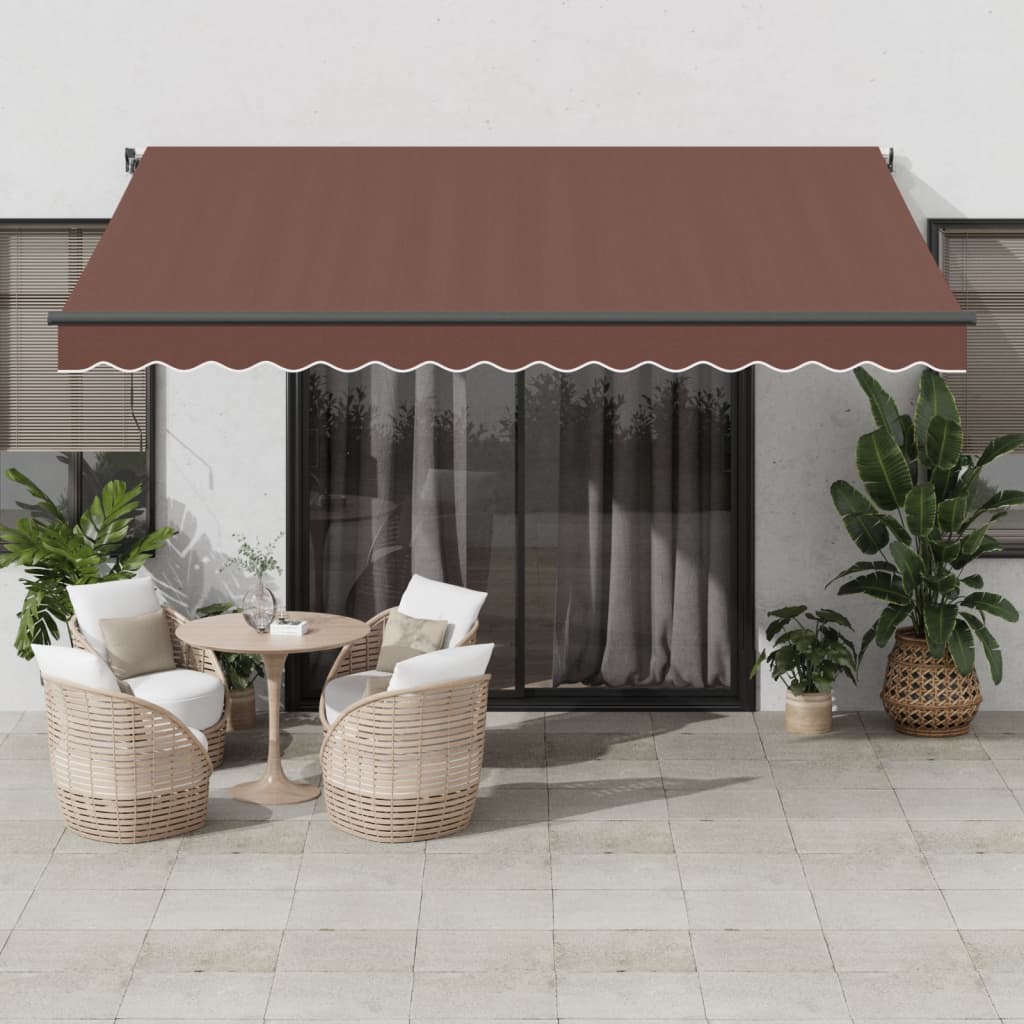 vidaXL Manual Retractable Awning with LEDs Brown 400x350 cm 1