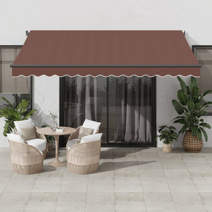 vidaXL Manual Retractable Awning with LEDs Brown 400x350 cm 1