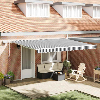 Manual Retractable Awning 450x300 cm with white frame Drop 300 cm Width 450 cm Anthracite and white