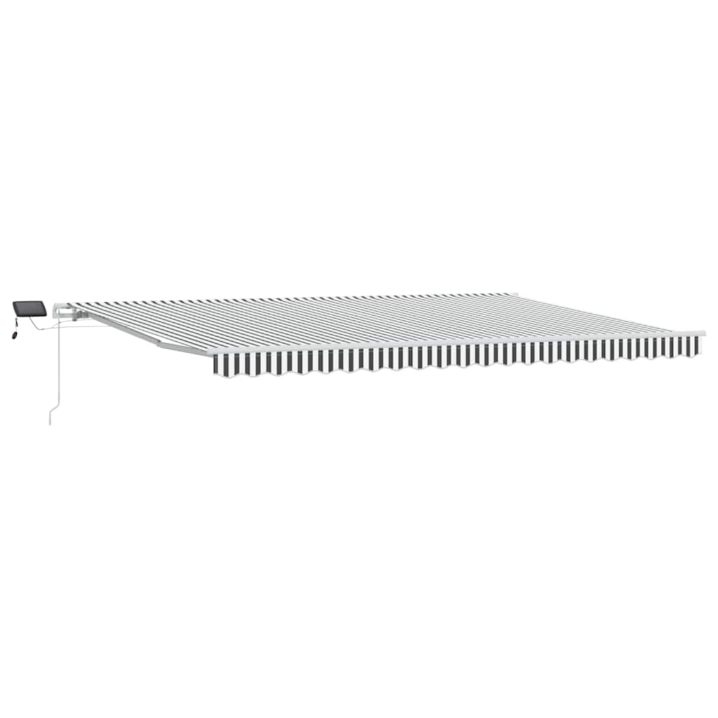 Manual Awning with Solar LED 5 x 3 m with white frame Drop 300 cm Width 500 cm Anthracite and white