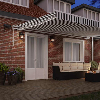 Manual Awning with Solar LED 5 x 3 m with white frame Drop 300 cm Width 500 cm Anthracite and white
