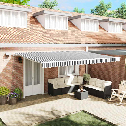 vidaXL Manual Retractable Awning with LED Anthracite&White 500x300 cm 1