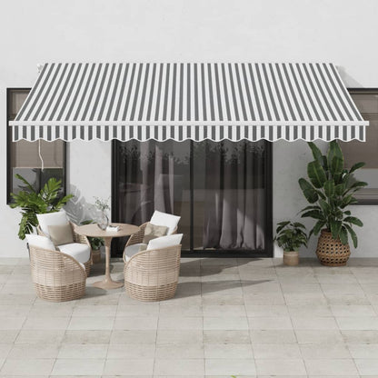 vidaXL Manual Retractable Awning Anthracite&White 450x350 cm 1