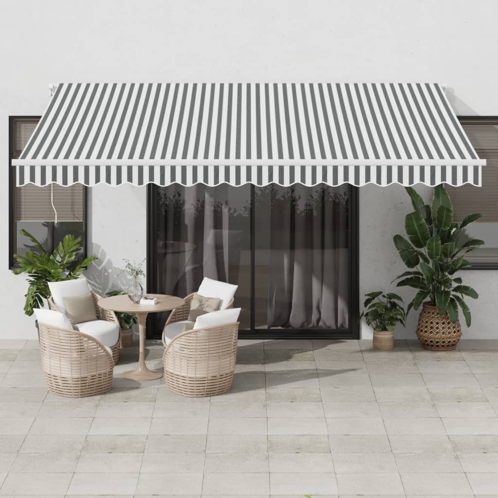 vidaXL Manual Retractable Awning with LED Anthracite&White 450x350 cm 1