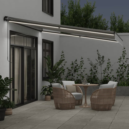vidaXL Manual Retractable Awning with LEDs Anthracite&White 400x350 cm 3
