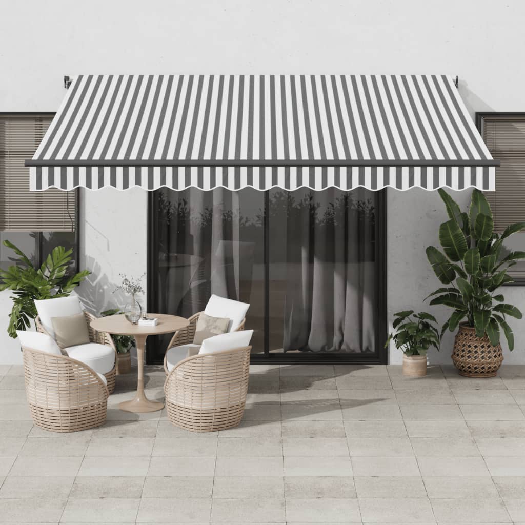 vidaXL Manual Retractable Awning with LEDs Anthracite&White 400x350 cm 1