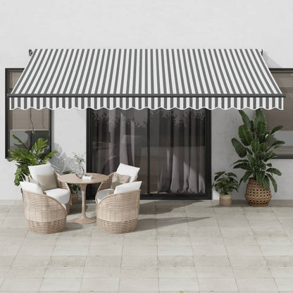 vidaXL Manual Retractable Awning with LEDs Anthracite&White 450x350 cm 1