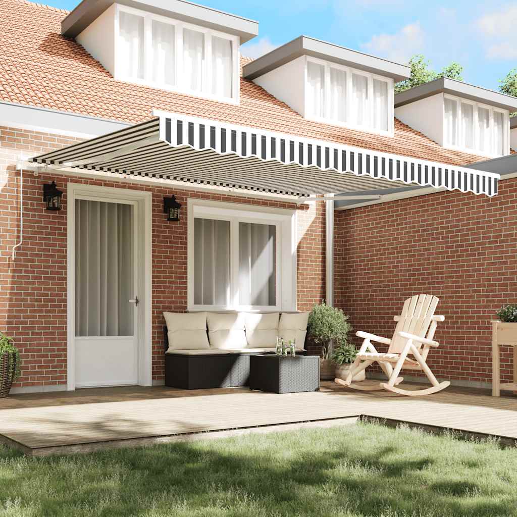 vidaXL Manual Retractable Awning Anthracite&White 400x300 cm 3