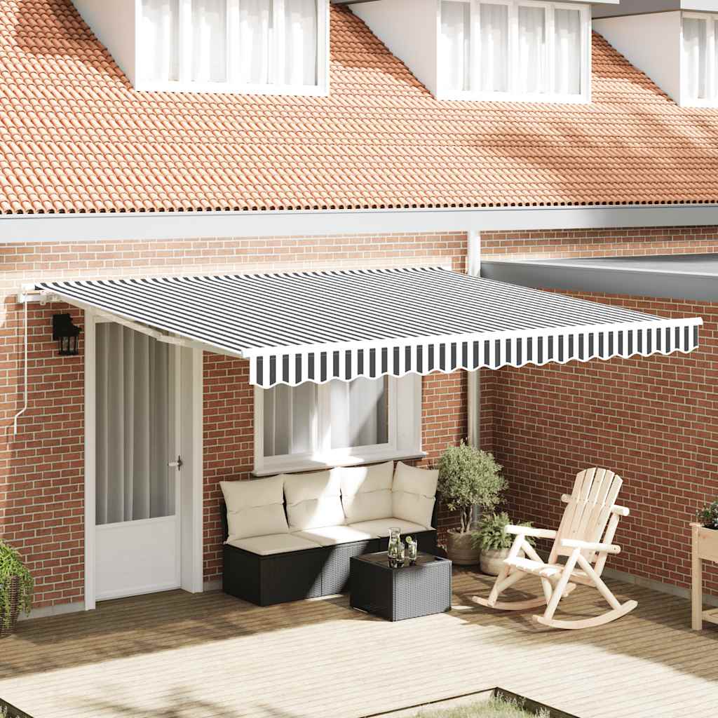 vidaXL Manual Retractable Awning Anthracite&White 400x300 cm 1