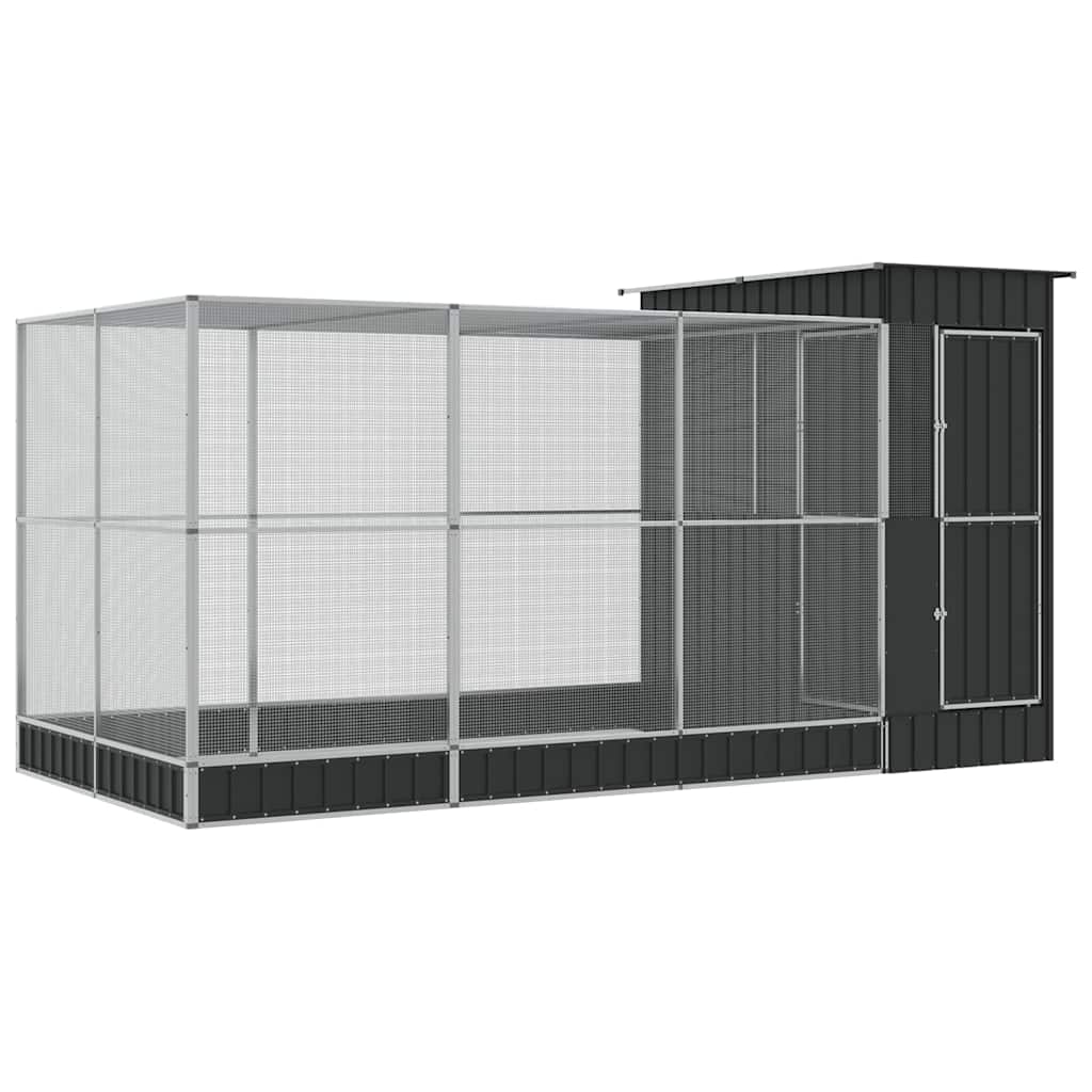 vidaXL Aviary with Extension Silver 416x203x216 cm Steel 2