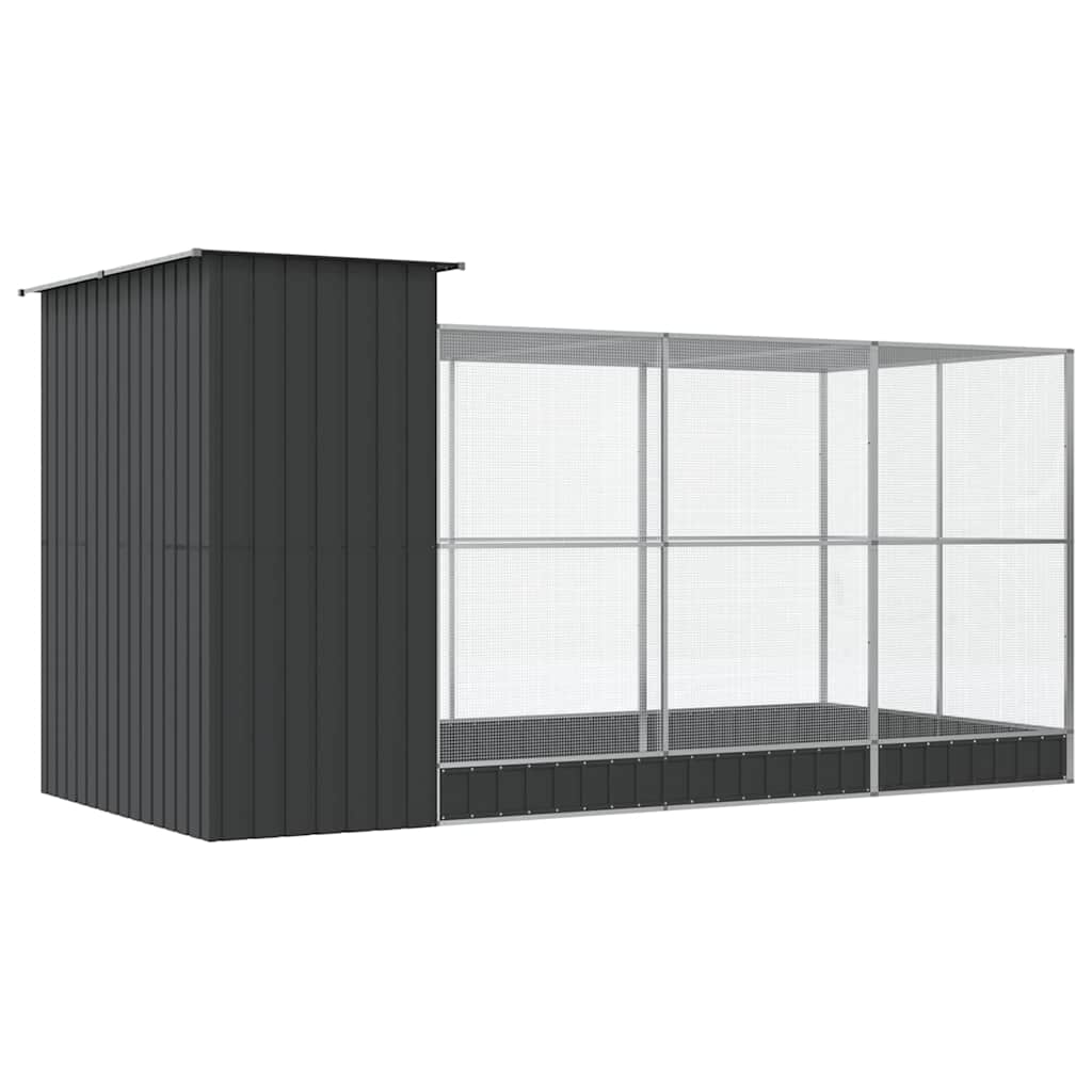vidaXL Aviary with Extension Silver 416x203x216 cm Steel 5