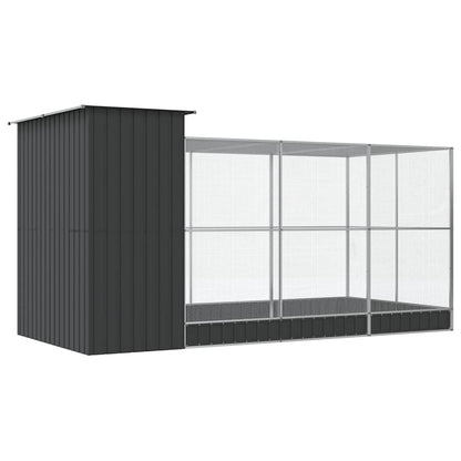 vidaXL Aviary with Extension Silver 416x203x216 cm Steel 5