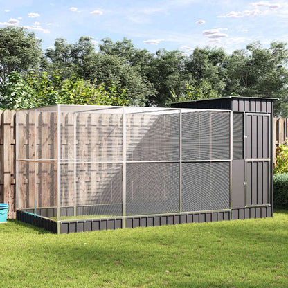 vidaXL Aviary with Extension Silver 416x203x216 cm Steel 1