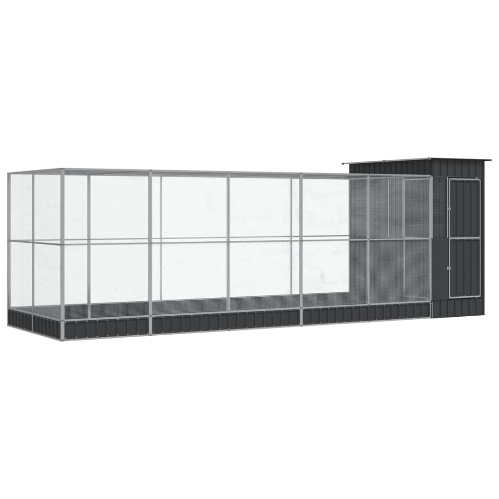 vidaXL Aviary with Extension Silver 623x203x216 cm Steel 2