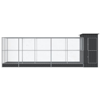 vidaXL Aviary with Extension Silver 623x203x216 cm Steel 3
