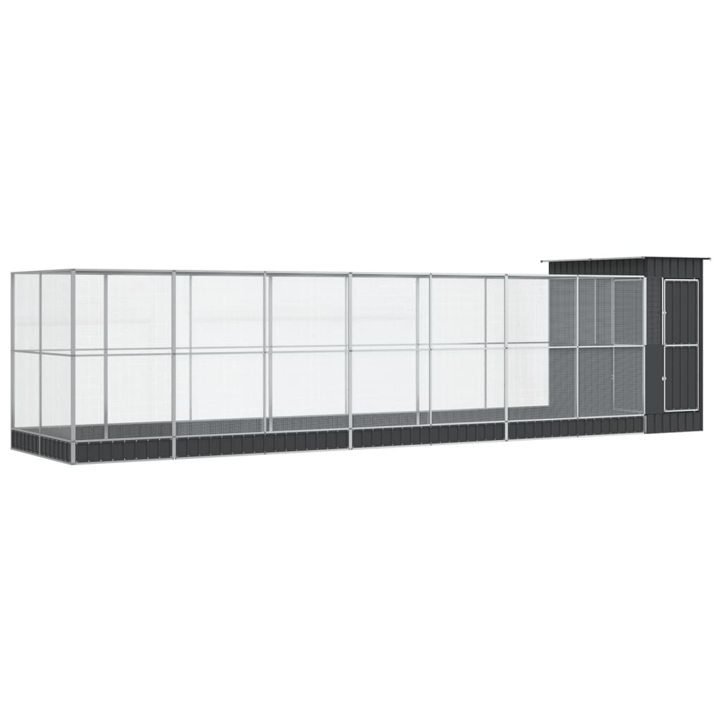 vidaXL Aviary with Extension Silver 830x203x216 cm Steel 2
