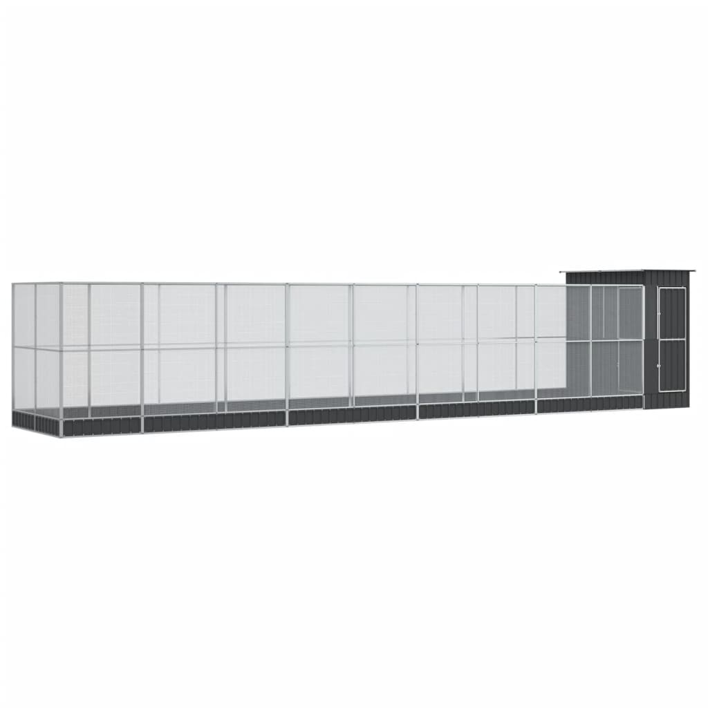 vidaXL Aviary with Extension Silver 1037x203x216 cm Steel 2