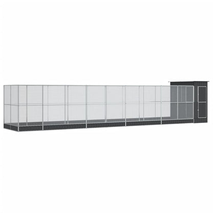 Aviary with Extension Silver Steel 1037 cm 203 cm