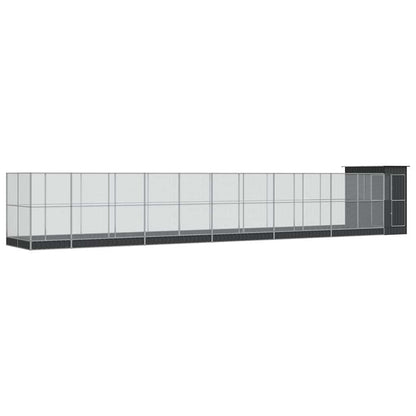 Aviary with Extension Silver Steel 1244 cm 203 cm