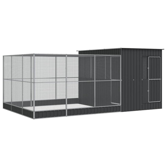 vidaXL Aviary with Extension Silver 497x303x216 cm Steel 2