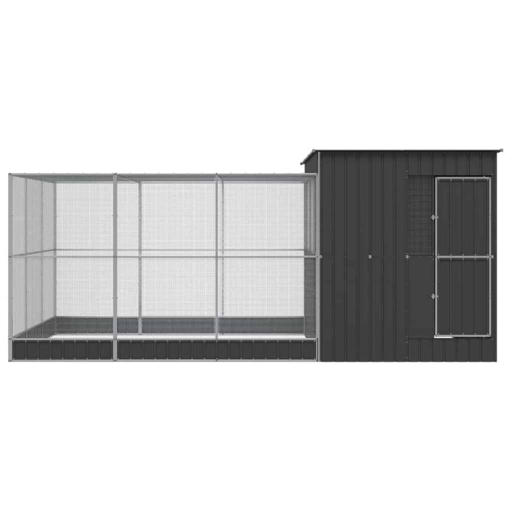 Aviary with Extension Silver Steel 497 cm 303 cm
